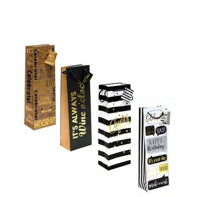 China Printed Bottle Gift Packing Boxes Carry Packaging Paper Wine Bags Durable for sale