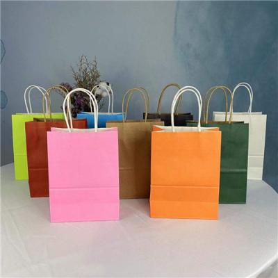China Grocery White Brown Kraft Paper Gift Bag With Handle for sale