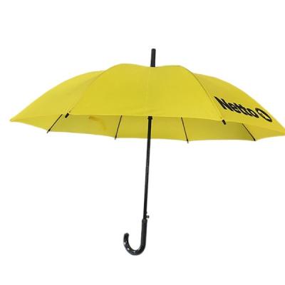 China Yellow Fiberglass Frame Umbrella Automatic 50 Inches With Printing à venda