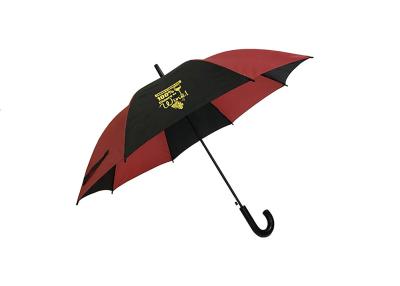 China Advertising Auto Open Stick Umbrella J Hook Plastic Handle Black With Red for sale