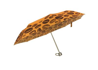 China Orange Lightweight Folding Aluminium Umbrella Manual Open Close 21 Inch for sale