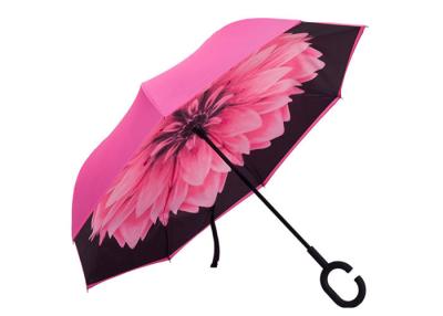 中国 ピンクの女性の雨輝やきの天候のための古典的なCによって形づけられるハンドルの傘の傘 販売のため