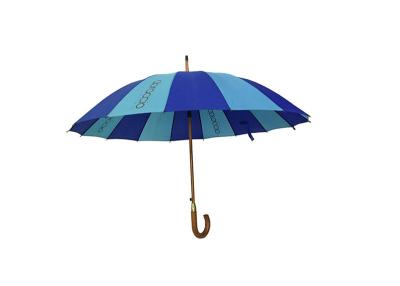 China J Shape Wooden Stick Umbrella , Raines Umbrella Wooden Handle Windproof Frame for sale