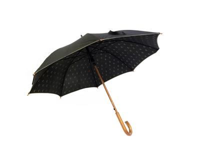 China Unisex Black Umbrella Wooden Handle Double Layer Simple Light For Rainy Days for sale