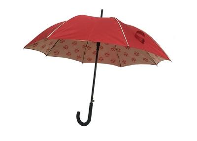 China Red Pongee Wind Resistant Golf Umbrella With Inside Full Panel Printing for sale