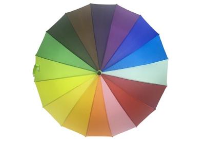 China 16 Ribs Rainbow Color Promotional Golf Umbrellas Stronger Metal Frame for sale