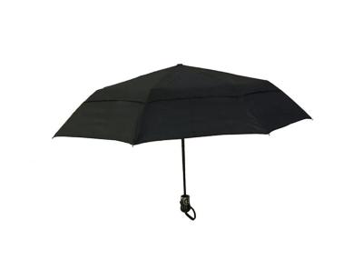 China Black Strong Foldable Travel Umbrella Double Layer For Windy Weather for sale