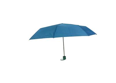 China Blue Foldable Umbrella Metal Frame Super Light J Handle Manual Close Open for sale