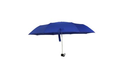 China Kundengebundener blauer faltbarer Regenschirm-super heller Rohseide-Gewebe-Aluminium-Rahmen zu verkaufen