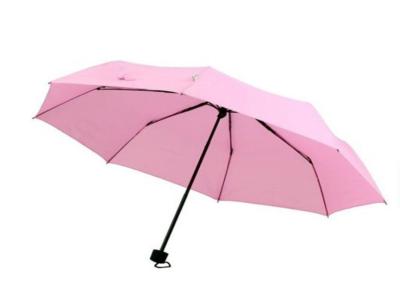 China Metal Shaft Lady Pink 3 Foldable Umbrella Fiberglass Frame 21 Inch 8 Ribs for sale