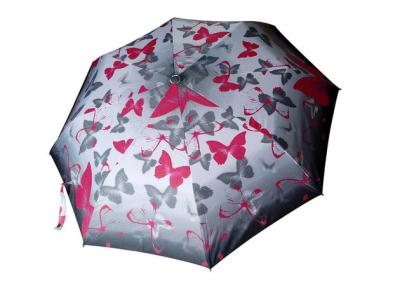 China Manual Open Custom Travel Umbrellas Butterfly Flower Print Water Resistant Canopy for sale