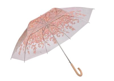China Outdoor Compact Transparent Rain Umbrella Plastic Colored Hook Handle for sale
