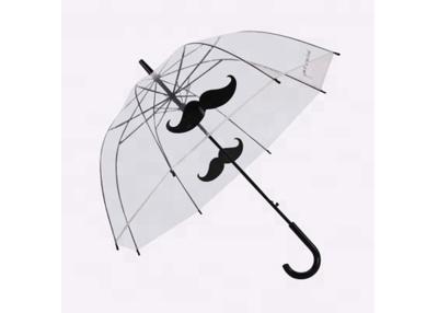 中国 透明な雨傘の金属シャフトの肋骨を印刷する普及したひげ映像 販売のため