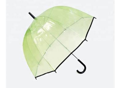 China Green POE Clear Dome Shaped Umbrella , Compact Bubble Umbrella With Black Trim for sale