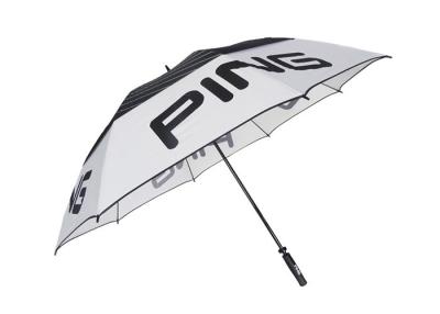 China Mens Black White Windproof Golf Umbrellas Lightweight Fiberglass Frame for sale