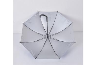 China Kundengebundener Logo-langer Stock-fördernder Golf-Regenschirm-Plastik gebogener Griff zu verkaufen