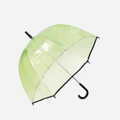 China Straight POE Transparent Dome Umbrella With J Shape Handle for sale