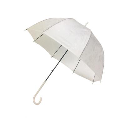 China J Shape Plastic Handle Transparent POE Umbrella for sale