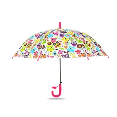 China Owl Printing Fiberglass Frame Pongee Child Size Umbrella for sale