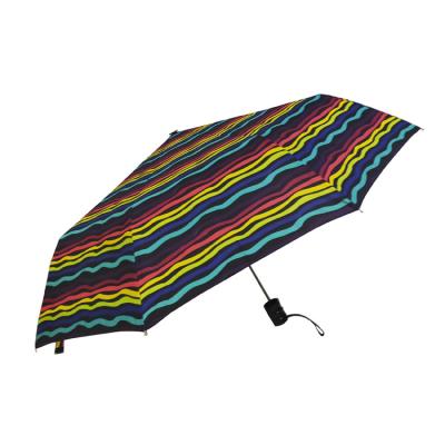 China Heat Transfer Printing Pongee 190T Folding Umbrellas With Stripe Design for sale