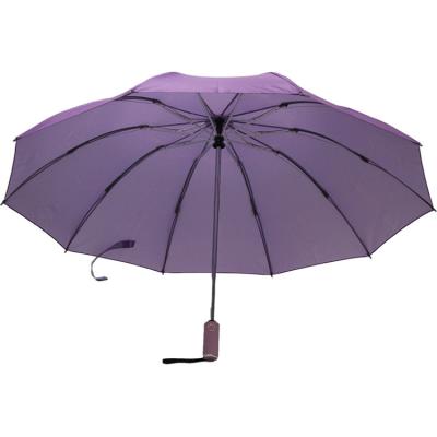 China BSCI Approved Three Folding Umbrella Purple Color Waterproof Auto Open Close for sale