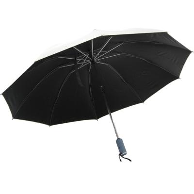 China Black UV Coating Three Folding Umbrella Auto Open Close For Women for sale
