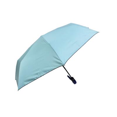 China Auto Open Close Sun Block 3 Fold Umbrella With Black Coating for sale