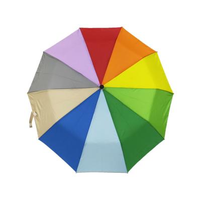 China BSCI Rainbow Color Polyester 190T Compact Ladies Folding Umbrellas For Travel for sale