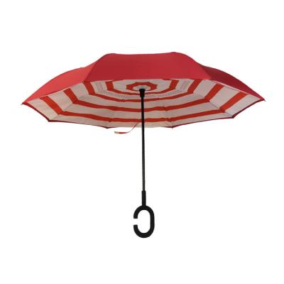 China SGS Custom Pongee Fabric Double Layer Reverse Inverted Umbrella for sale