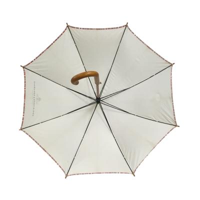 China Auto Open Wooden Shaft Promotion Pongee Umbrella for sale