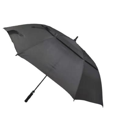 China Windundurchlässige Doppelschicht-Rohseide-automatischer Golf-Regenschirm für Männer zu verkaufen