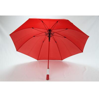 China 8mm Metal Shaft Red Pongee Umbrella With Custom Logo Printing for sale