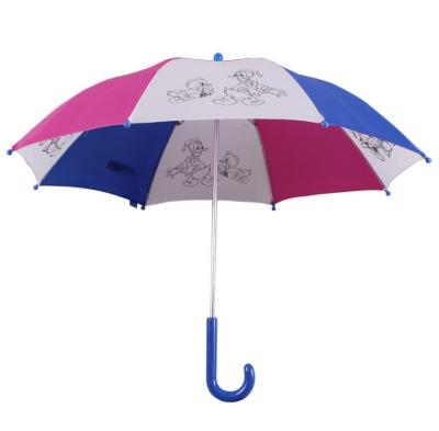 China Solid Color Pongee 8mm Metal Shaft Manual Open Kids Umbrella for sale