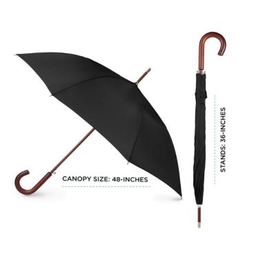 China BSCI Normal Standard Size 190T Pongee Fabric Wooden Handle Umbrella for sale