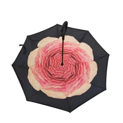 China Reverse Invert Pongee Upside Down Umbrella Inside Out Double Layer 23 Inches for sale