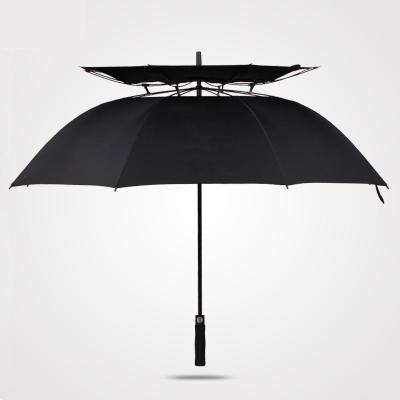 China Straight Double Canopy Customized Golf Umbrella Semi Automatic Windproof Waterproof for sale
