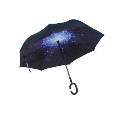 China Inverted Cars C Handle Windproof Reverse Umbrella Double Layer 49