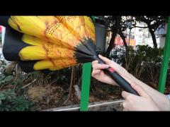 BV Metal Ribs Sunflower C Handle Inverted Umbrella