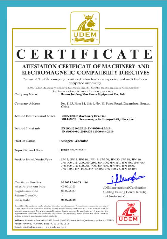 CE - Henan Junfang Machinery Equipment Co., Ltd