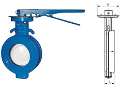 China WBLX single eccentric manual wafer soft seat butterfly valve dimension 200mm for sale
