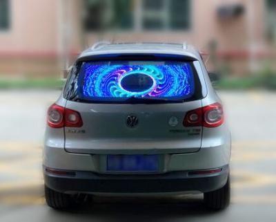 중국 투명한 차 후방 윈도우 LED 디스플레이 9-36V 입력 무선 프로그램 가능한 LED 화면 판매용