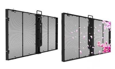 China High Brightness Outdoor P3.9-7.8 LED Transparent Screen For Glass Wall Advertising for sale