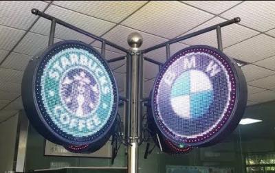 China Outdoor Circular LED Store Signs , P4RGB Two Sides Store Logo Sign for sale