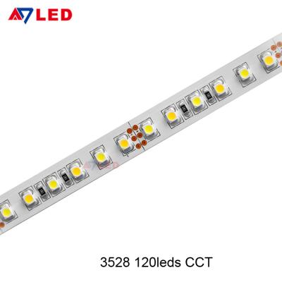 China Adled light UL listed led tape light 3528 smd dc12v warm white cold white dual color changeable led flexible strip for sale