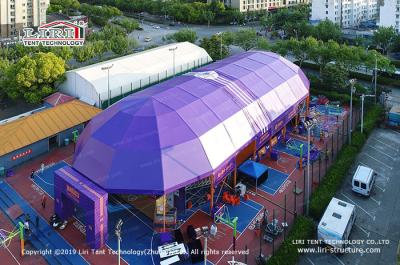 China 20x50m Purple 10 Sided Polygon Combination Tent For Basketball Sport Big Space for sale