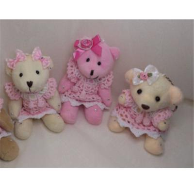 중국 소형 Handmade 분홍색 장난감 곰 열쇠 고리, 견면 벨벳 장난감 곰 Keychain 판매용