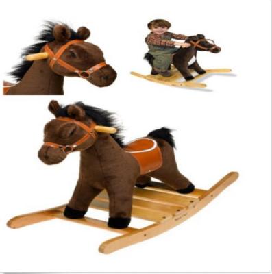 China Cavalo de balanço do luxuoso das crianças com base e punhos de madeira, sela & cabelo à venda