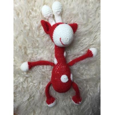 China Knitted Red Giraffe Handmade Soft Toy for newborn photography for sale