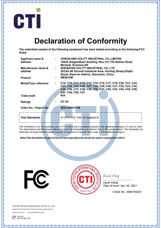 FCC - Shenzhen Kolitt Industrial Co., Ltd.