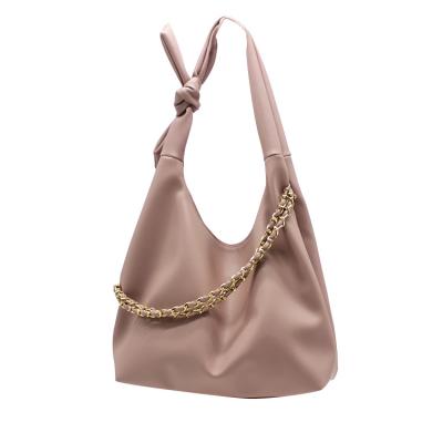 China Pink PU Shoulder Bag 41cm 31cm Knotted Chain With Two Strap for sale